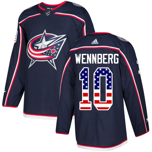 Adidas Blue Jackets #10 Alexander Wennberg Navy Blue Home Authentic USA Flag Stitched Youth NHL Jersey